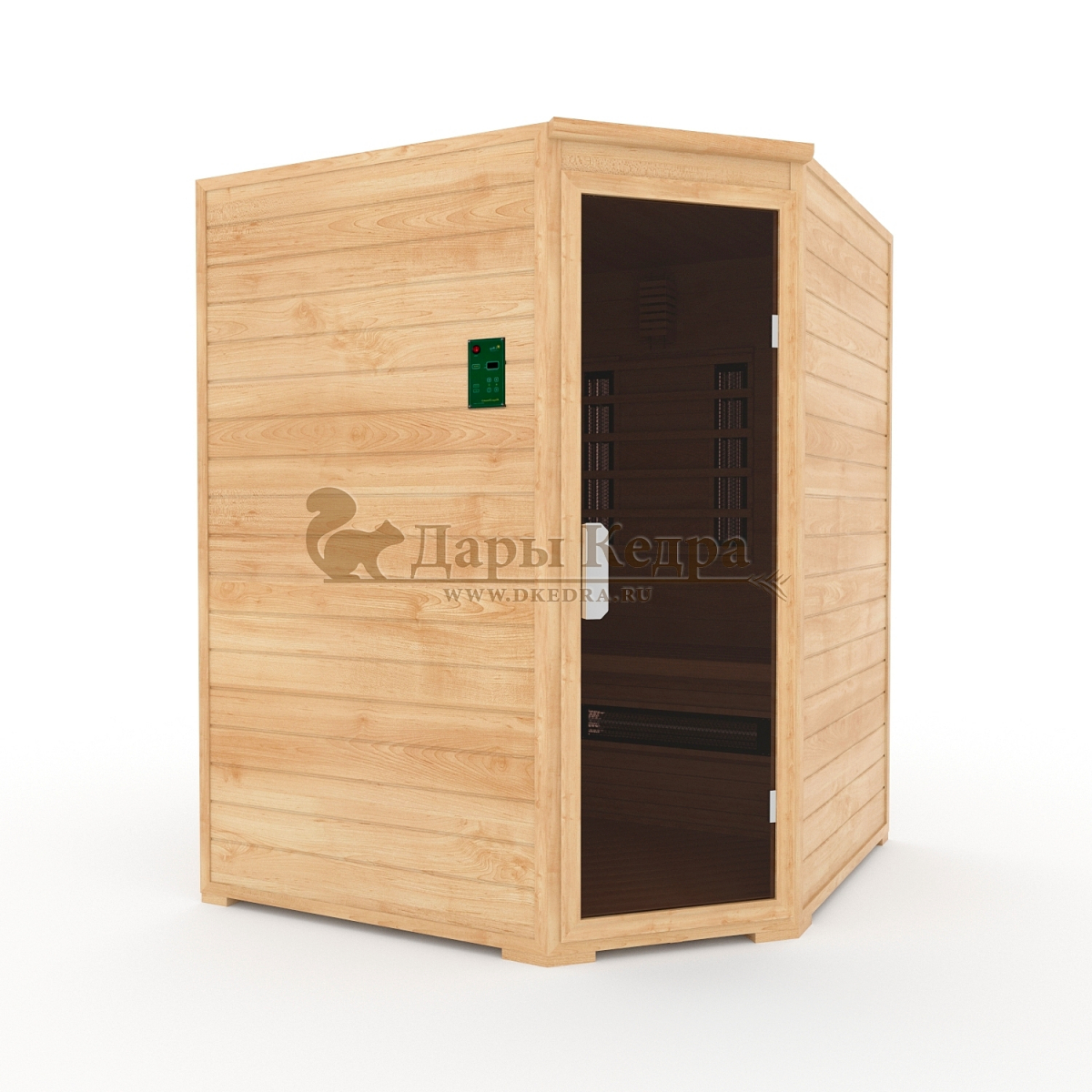 Трёхместная угловая инфракрасная сауна кабина из кедра с керамическими излучателями