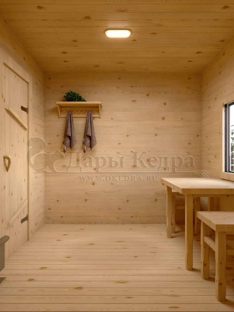 Каркасно-щитовая баня из кедра «Оптима» с верандой